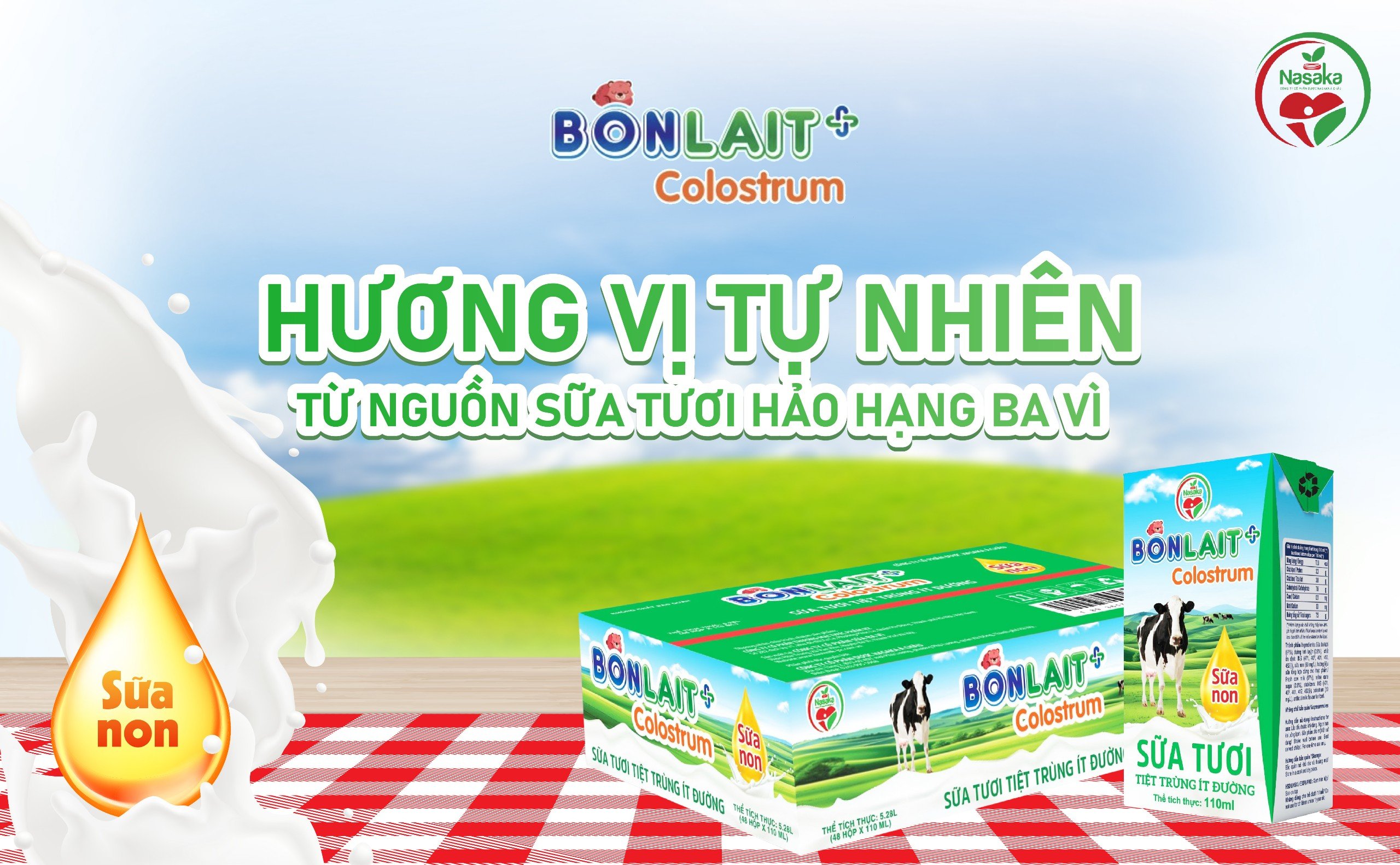 Sữa Bonlait+ hương vị tự nhiên từ nguồn sữa tươi hảo hạng Ba Vì