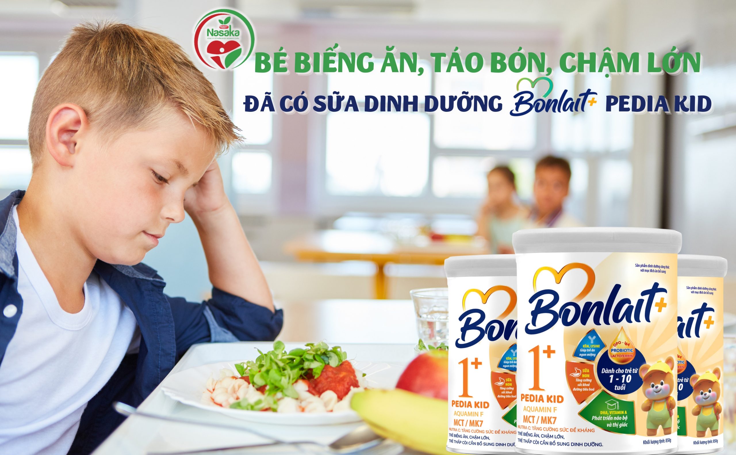 Bé biếng ăn, táo bón, chậm lớn đã có sữa dinh dưỡng bonlait+ pedia kid