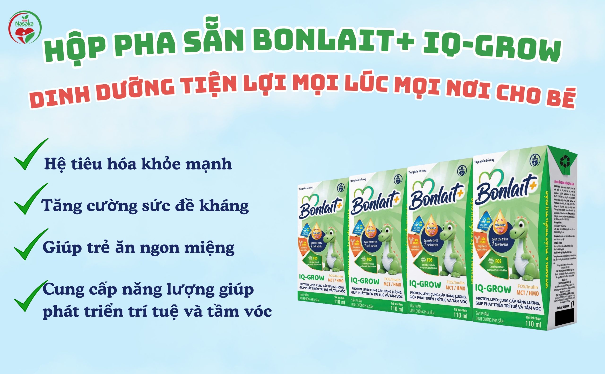 Hộp pha sẵn Bonlait+ IQ-GROW dinh dưỡng tiện lợi mọi lúc, mọi nơi cho bé