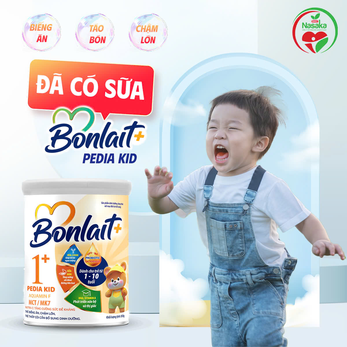 Bé biếng ăn, táo bón, chậm lớn đã có sữa dinh dưỡng bonlait+ pedia kid