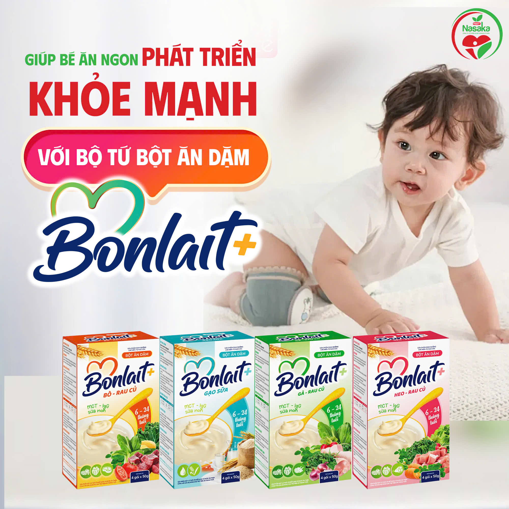 Bé phát triển khỏe mạnh với bộ tứ bột ăn dặm Bonlait+